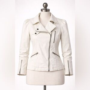 Briton Court White Moto Jean Jacket Size M